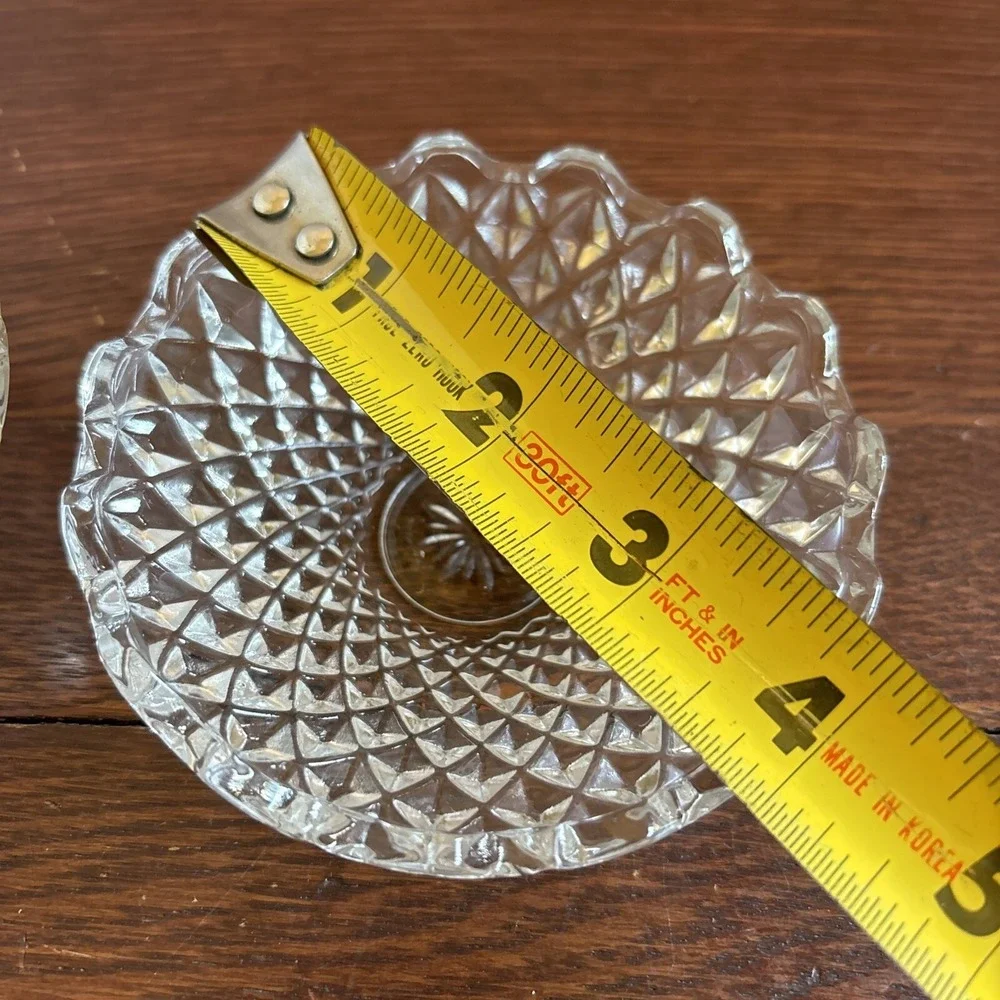 Pair of Vintage Cut Crystal Bowls Made In Italy  Unique Diamond & Floral Pattern